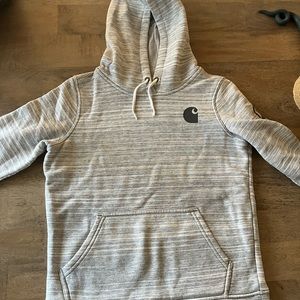 Carhartt Light Grey Striped Design Hoodie Amazing Condition Women’s Size XS 0-2